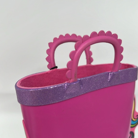 Members Mark Pink Purple Rainbow Unicorn Rain Boots Waterproof Slip On size 13/1 - Picture 10 of 11